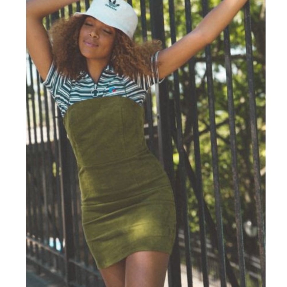 UO Colette Corduroy Bodycon Mini Dress Olive